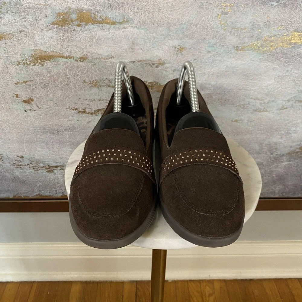 Skechers Shoes Womens Size 8.5 Brown Leather Slip On Comfort Loafers SN 136242